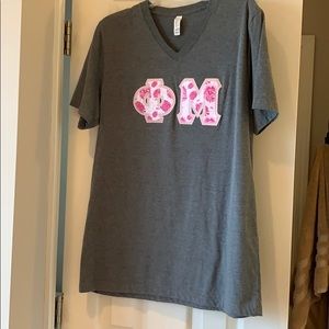 Phi Mu Greek letters v-neck t-shirt